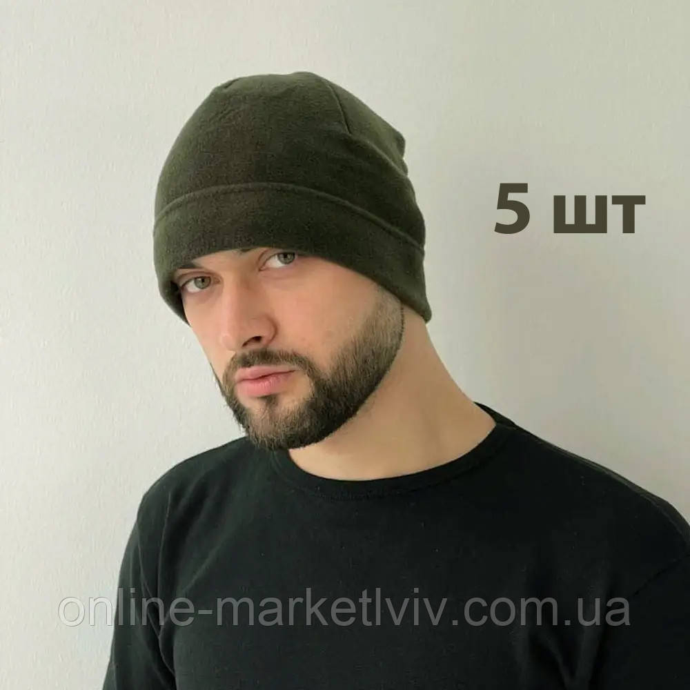 ОПТ 5 шт Шапка флісова тактична ЗСУ Олива / Зимовий флісовий підшоломник / Шапка зимова Унісекс