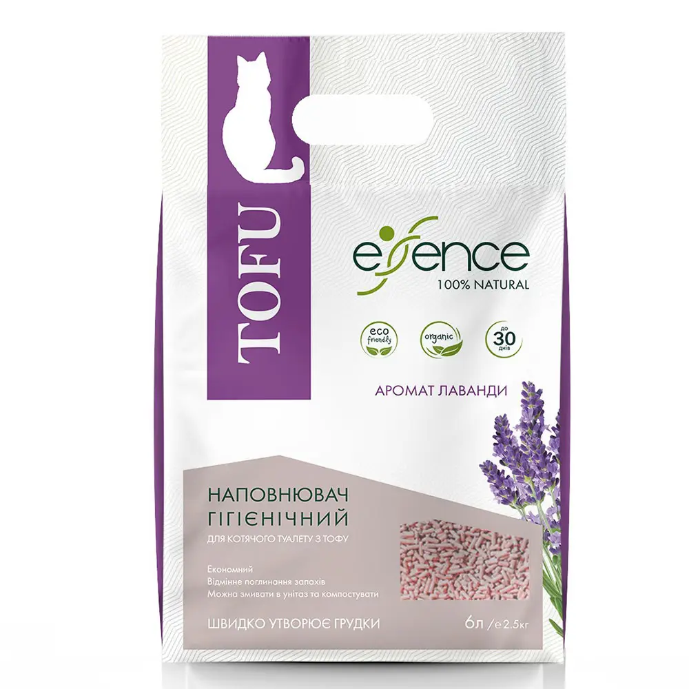 Наповнювач туалету для котів Essence натуральний розмір гранул 3 мм 6 л (тофу)