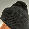 Чоловіча шапка зимова в'язана на флісі, Чорна / Тактична тепла шапка з відворотом / Армійська шапка ЗСУ, фото 8