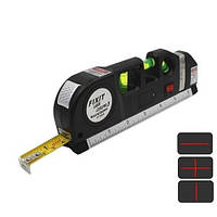 Лазерный уровень Laser Level Pro 3 для дома с рулеткой и линейкой 4в1 Черный