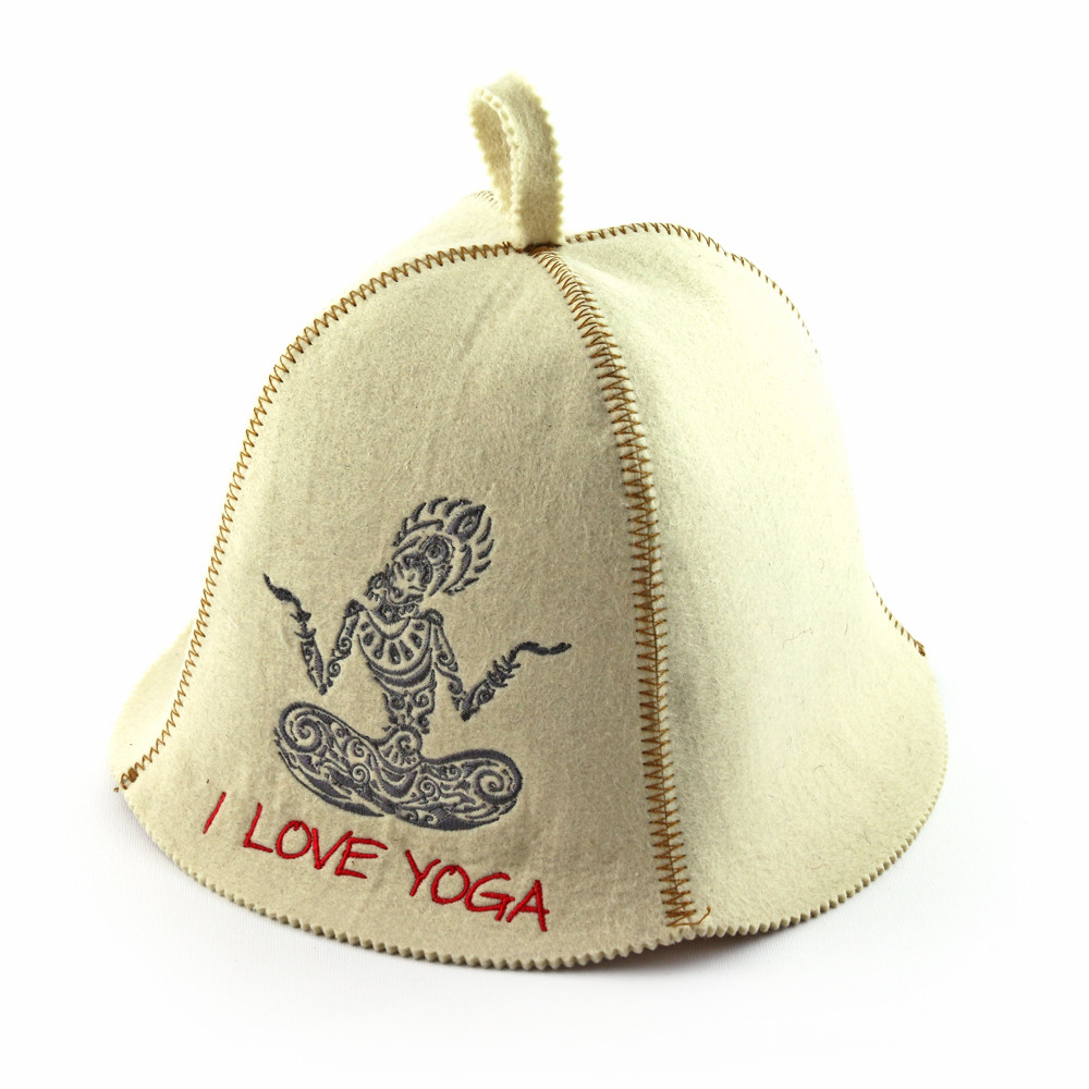 Шапка для сауни (біла),I Love Yoga, штучна повсть , Saunapro