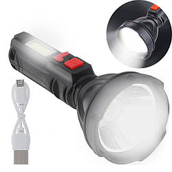 Ручний USB ліхтар 2в1 на акумуляторі 2в1 L-830 / Світлодіодний акумуляторний ліхтарик-лампа