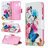 Чехол-книжка Deexe Color Wallet для Samsung Galaxy M30 (M305) / A40s (A407) - Butterflies and Flowers