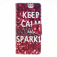 Чехол-книжка Deexe Color Wallet для Sony Xperia 1 - Keep Calm and Sparkle