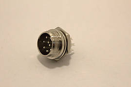 Роз'єм циліндричний GX16-8 штирьовий, монтаж на корпус