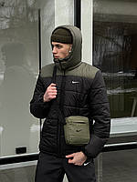 Куртка зимняя мужская Nike VR теплая до - 25*С хаки | Пуховик мужской зимний Найк с капюшоном олива