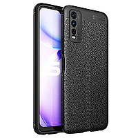 Защитный чехол Deexe Leather Cover для VIVO Y20 (V2027) / Y12s - Black