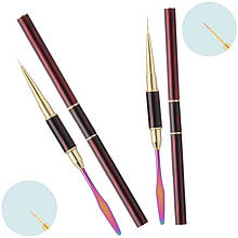 Двосторонній пензель для дизайну (тонкий) + шпатель для полігелю, з ковпачком