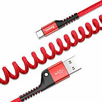 Дата-кабель BASEUS 2A Fish-eye Spring Charge Data - Red