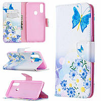 Чехол-книжка Deexe Color Wallet для OPPO A31 - Blue Butterfly and Flowers