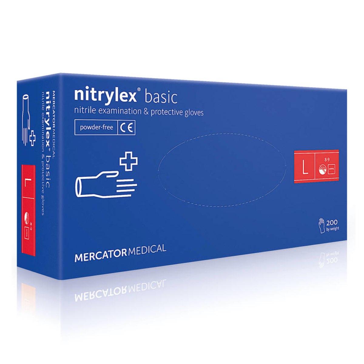 Рукавички нітрилові Mercator Medical Nitrylex Basic непудровані 200 шт - 100 пар Сині