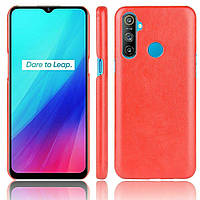 Защитный чехол Deexe Leather Back Cover для Realme C3 - Red