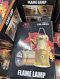 Лампа Ліхтар кемпінговий світлодіодний із сонячною панеллю ZM-5822 USB вихід 2 Режим світла білий і вогненний, фото 5