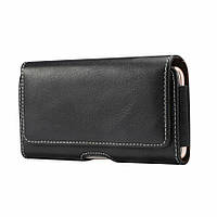 Кожаный чехол для Deexe Belt Pouch для смартфонов - L - Black