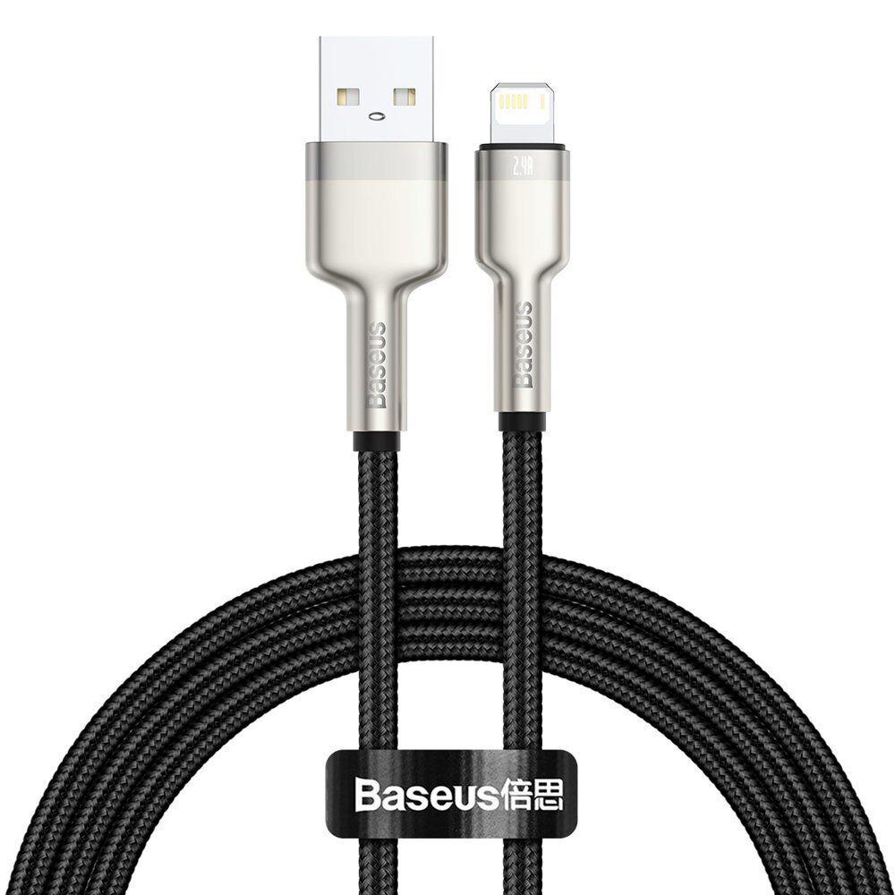 Кабель Baseus Cafule Metal USB to Lightning (2.4A, 1m) CALJK-A01 - Black - фото 1 - id-p1727909272