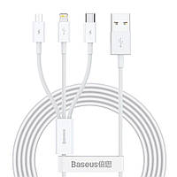 Кабель Baseus Superior Series USB to Lightning+Micro+Type-C (3.5A, 1.5m) CAMLTYS-02 - White