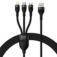 Кабель Baseus Flash Series II 3 in 1 USB to MicroUSB+Lightning+Type-C (100W, 1.2m) CASS030001 - Black