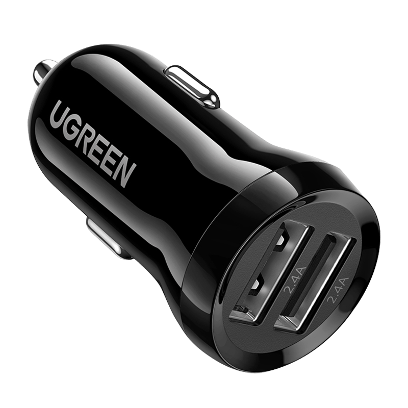 Автомобильное зарядное устройство UGREEN ED018 Dual USB Car Charger (24W, 2.4A) - Black - фото 1 - id-p1727917418