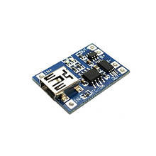 Модуль заряджання літієвих Li-ion батарей від MiniUSB TP4506 і захист DW01