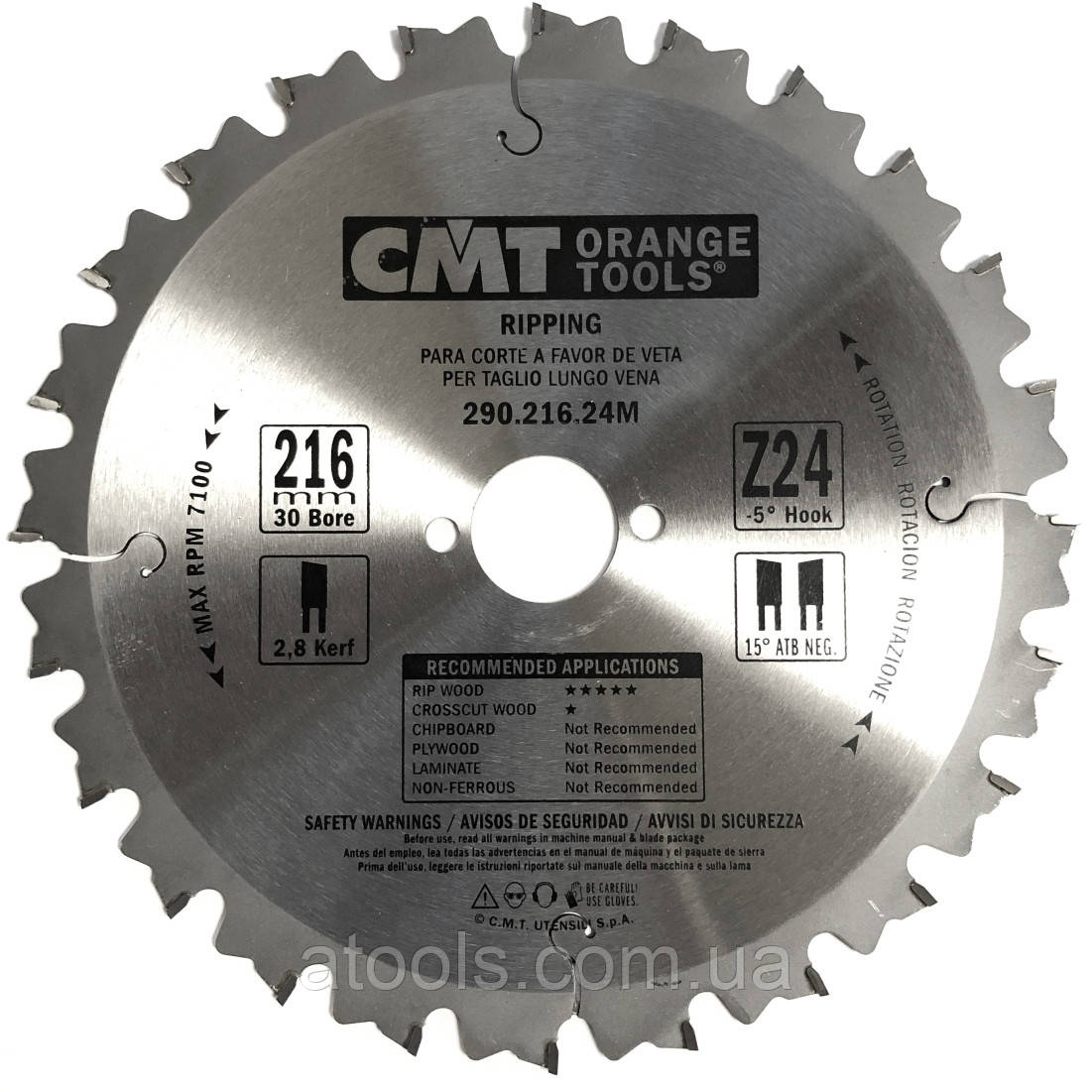 Пильний диск CMT по дереву 216x30x24z (290.216.24M)