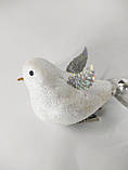 Іграшка на ялинку, на прищіпці, декор, нова іграшка, біла пташка, фото 5