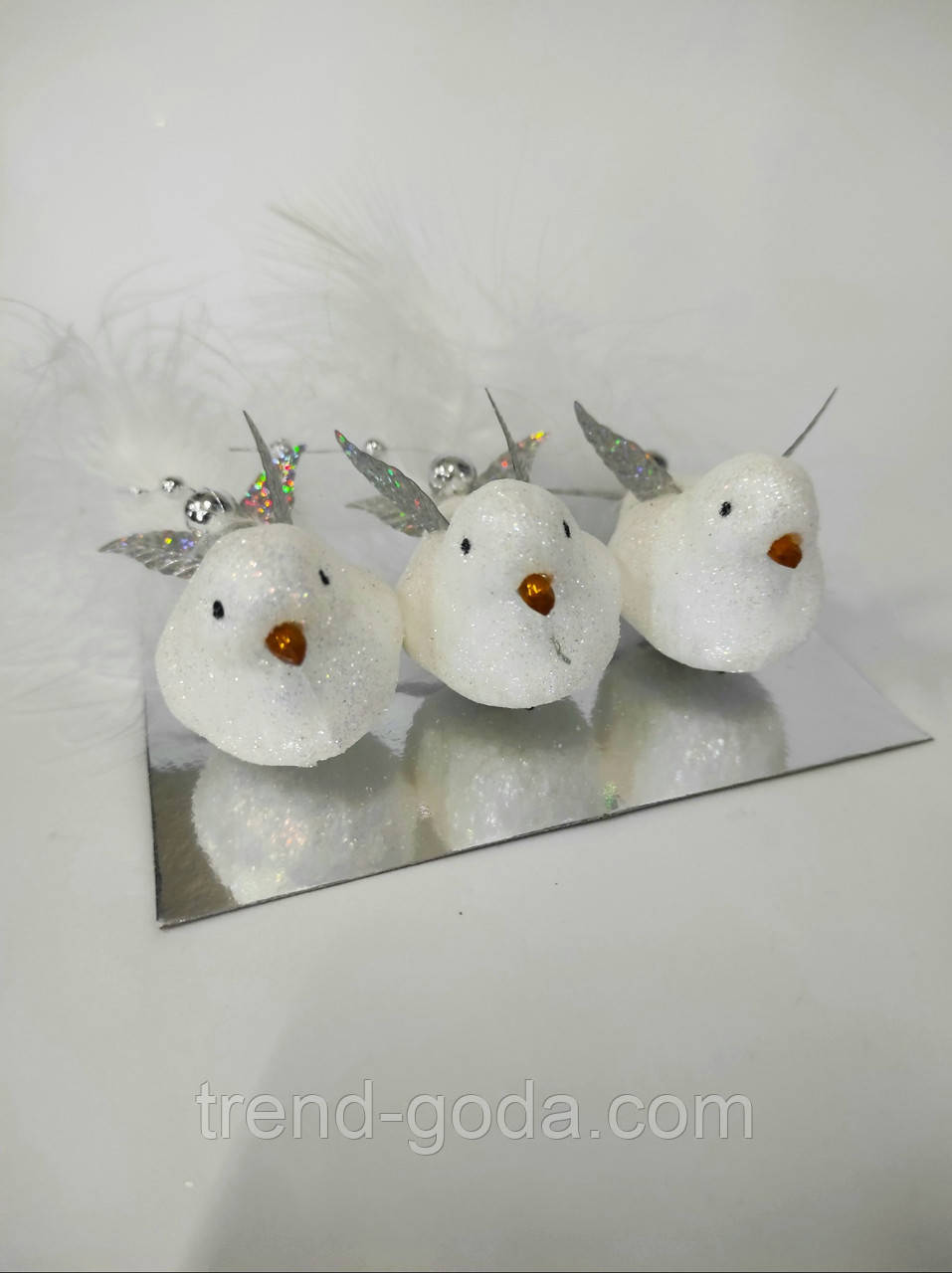 Іграшка на ялинку, на прищіпці, декор, нова іграшка, біла пташка, фото 1