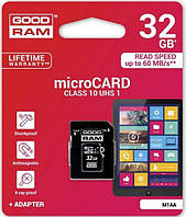 Карта памяти MicroSD GOODRAM 32GB 10 class UHS-I + адаптер