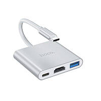 Type-C HUB Hoco HB14 (Type-C to USB3.0+HDMI+PD) - Metal