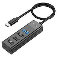 Type-C HUB Hoco HB25 Easy 4 in 1 (Type-C to USB3.0+3USB2.0) - Black