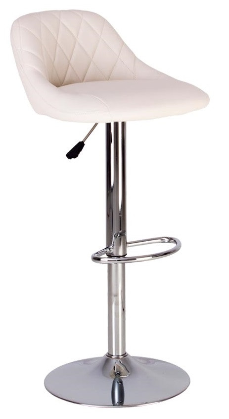 Барний стілець з регулюванням висоти Каміла Camilla chrome Eco-50 екошкіра білий Новий Стиль