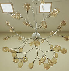 Біла люстра з скляних пелюсток на 36 ламп Petals (918-LP262-36 WH+BR), фото 6