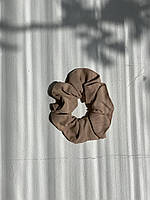 Гумка для волосся D.Hats із льону ручної роботи красива велика бежевого кольору