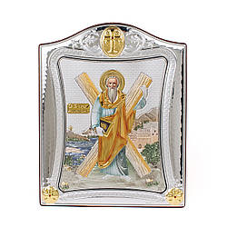 Срібна Ікона Святого Андрія Первозваного 20х25см у срібній рамці, прикрашена позолотою та емаллю