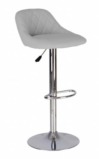 Барний стілець з регулюванням висоти Каміла Camilla chrome V-28 штучна шкіра сірий Новий Стиль