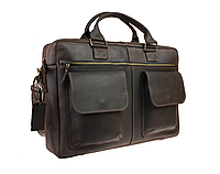 Женская кожаная сумка для ноутбука и документов А4 большая из натуральной кожи на плечо с ручками коричневая