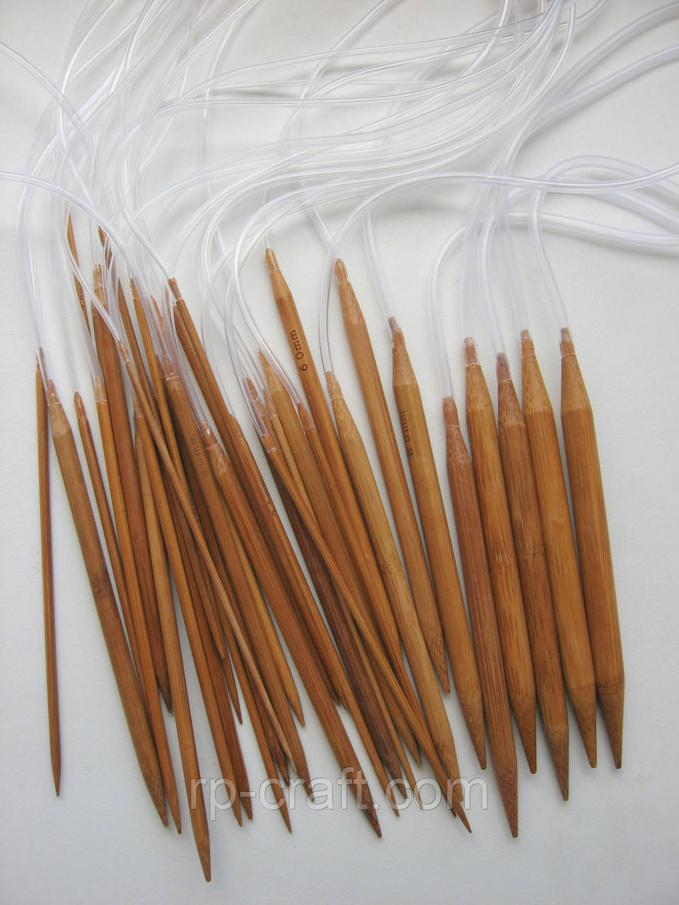 Набор бамбуковых спиц 13 см, на леске 70 см. 18 пар - фото 1 - id-p287477497