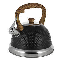 Чайник Kamille 2.7л з неіржавкої сталі зі свистком KM-1097 (чорний і білий колір)