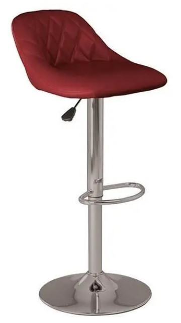 Барний стілець з регулюванням висоти Каміла Camilla chrome V-25 штучна шкіра бордовий Новий Стиль