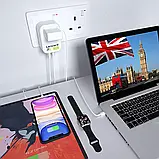 Дорожній адаптер LENCENT для Великобританії, англійської, італійсько-британського адаптера з 3 USB, фото 6