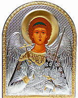 Серебряная Икона Ангел Хранитель 16,5x21,5см обрамленная в кожаную оправу