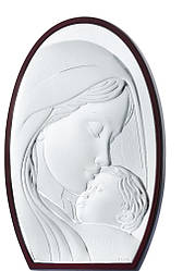 Ікона срібна "Марія з немовлям" у католицькому стилі 280х200мм