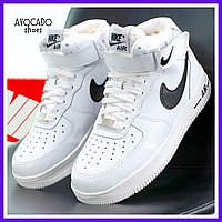 Кроссовки зимние женские и мужские Nike Air Force 1 white с мехом / Найк аир Форс 1 белые на меху 39