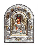 Серебряная Икона Ангела Хранителя 20х25см в киоте обрамленом в темную кожу