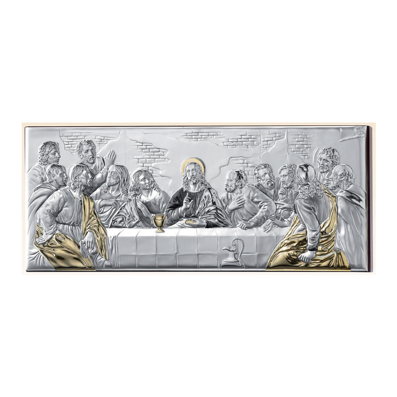 Ікона Таємна Вечеря 51x22см у срібному окладі прикрашеному сусальним золотом