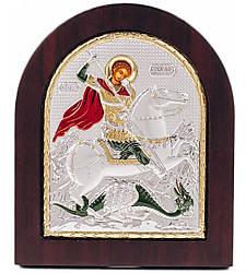 Ікона Георгій Побідоносець 13х11см у срібному окладі 925 з емаллю