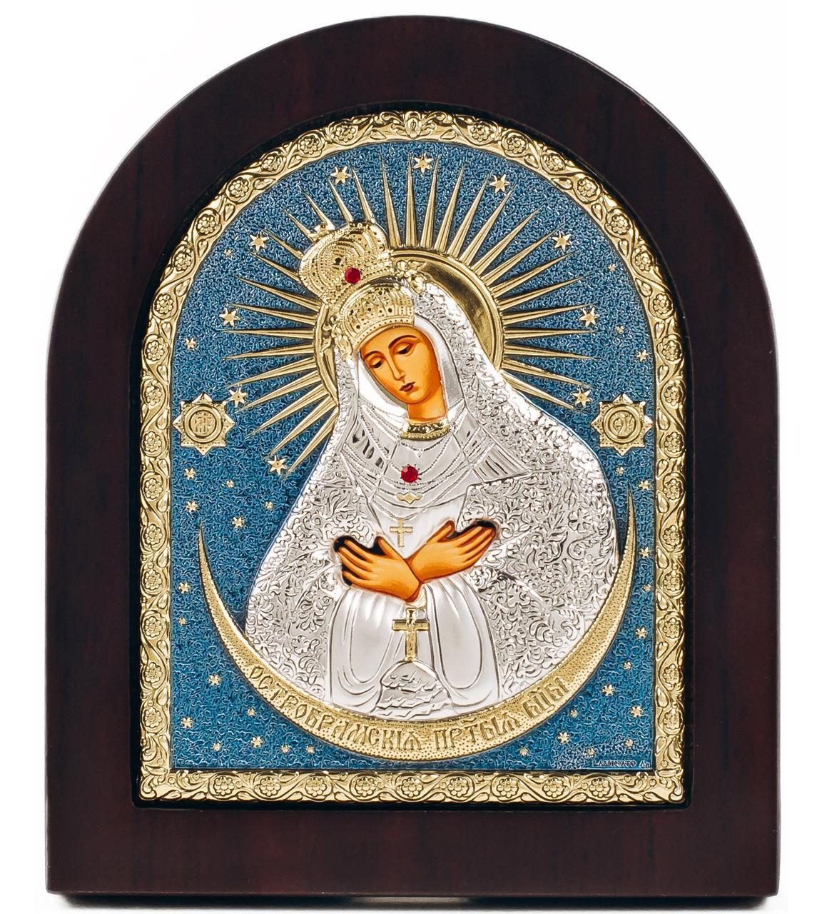 Ікона Остробрамська Божа Матір 13х11см у срібному окладі 925 з емаллю