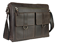 Женская кожаная сумка для документов А4 большая из натуральной кожи на плечо коричневая