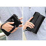 Чоловічий гаманець. Чоловічий клатч. Гаманець чоловічий місткий портмоне Коричневий, фото 4