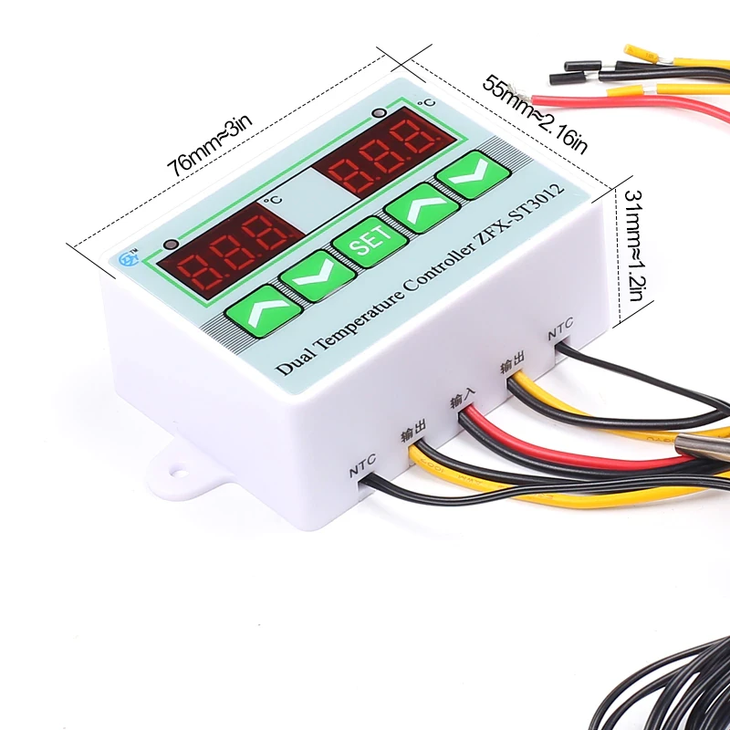 Терморегулятор двойной ZFX-ST3012, 220V с выносным датчиком - фото 2 - id-p1728045510