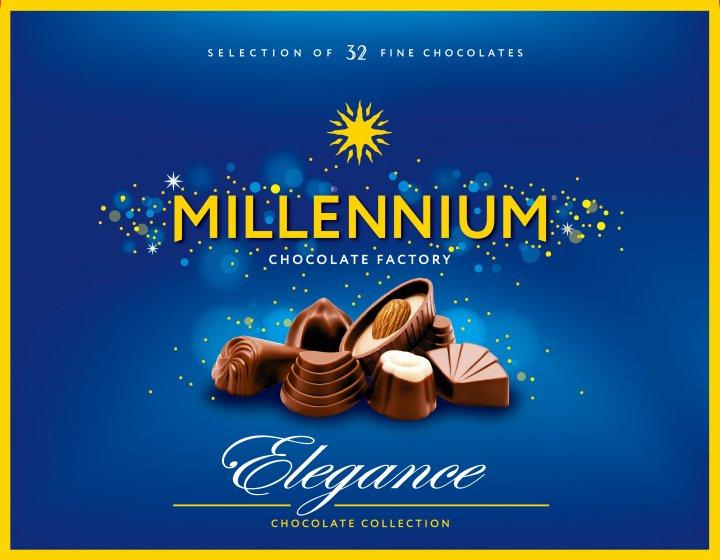 Цукерки Millennium Асорті Elegance в молочному шоколаді 285 г Коробкова цукерка Мілленіум 285 гр